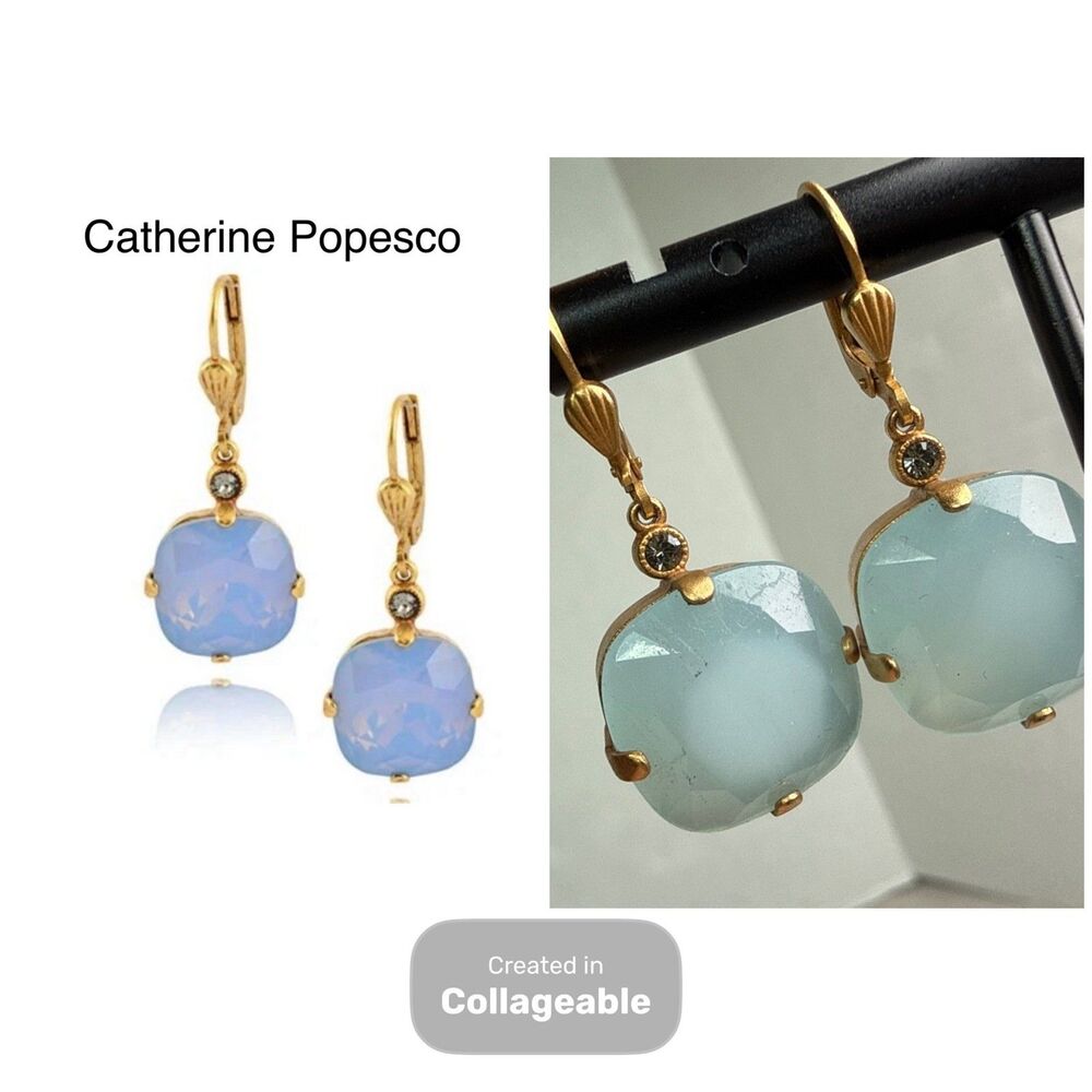 Catherine Popesco Swarovski Crystal? Earrings Air Blue Opalescent Read
